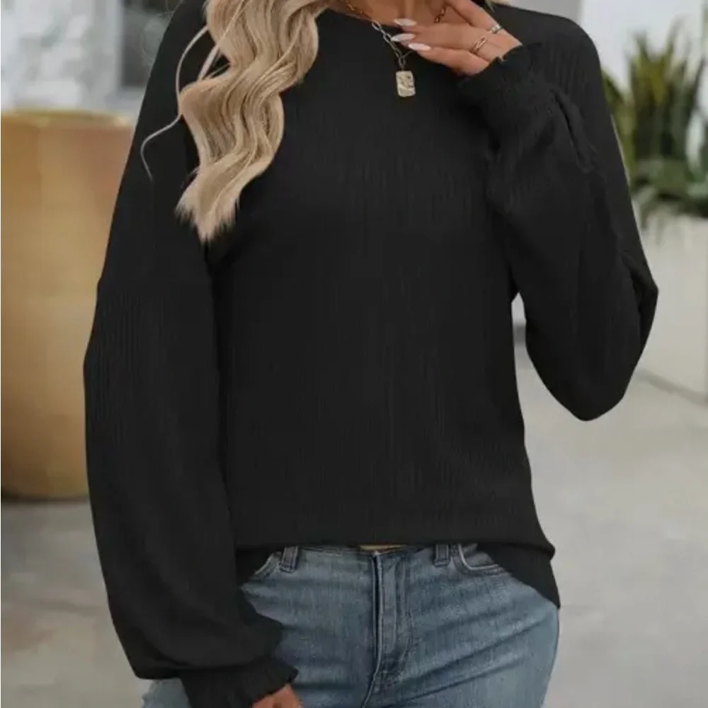 Super Soft Black Ribbed Knit Top (NWT) - Picture 1 of 3